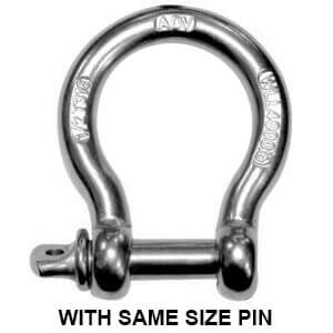 Stainless Steel Type 316 Screw Pin Bow Shackles
