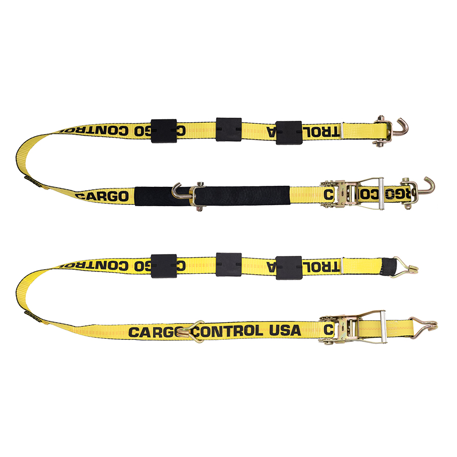 Wheel Ratchet Straps with 3 Tire Grippers and 12K Yellow Webbing